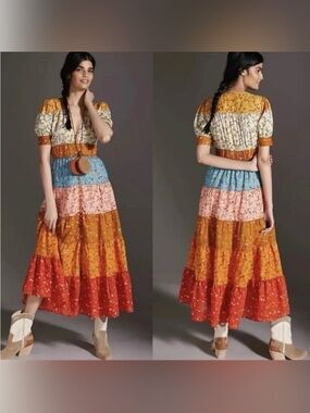 Anthropologie Tiered & True Maxi Dress